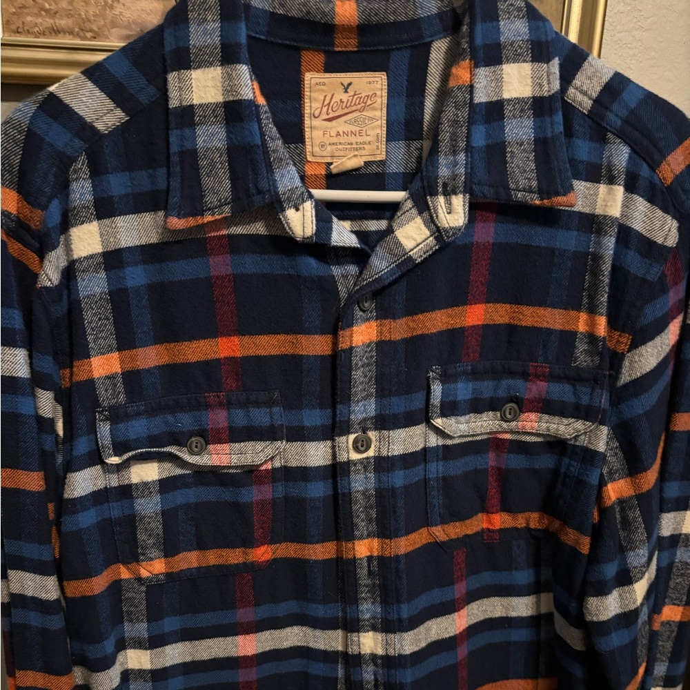 American Eagle Outfitters Multicolor Plaid Flannel Button Down Shirt